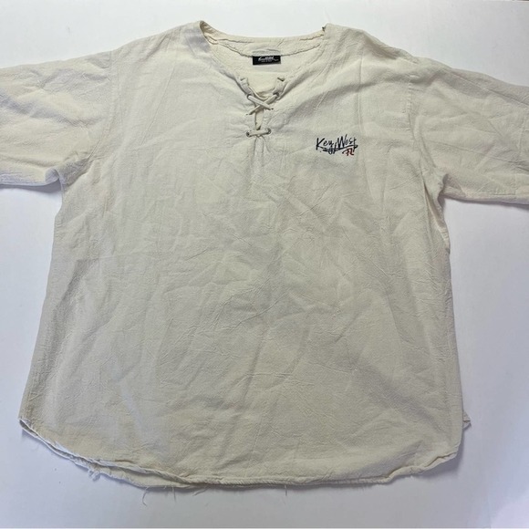 Vintage Cool Sportswear Key West FL Lace Up Single Stitch Top White Sz 2XL - Picture 1 of 5